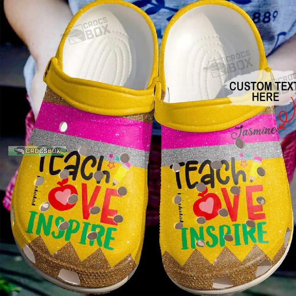 Custom Name Peace Love Teach Teacher Crocs Shoes