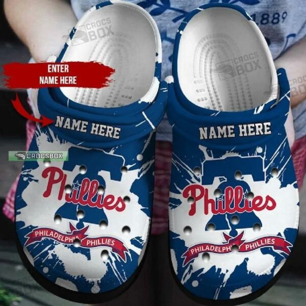Custom Name Philadelphia Phillies Blue Crocs Shoes