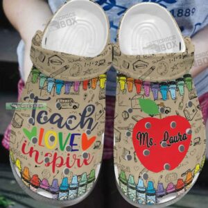 Custom Name Teach Love Inspire Teacher Crocs Shoes