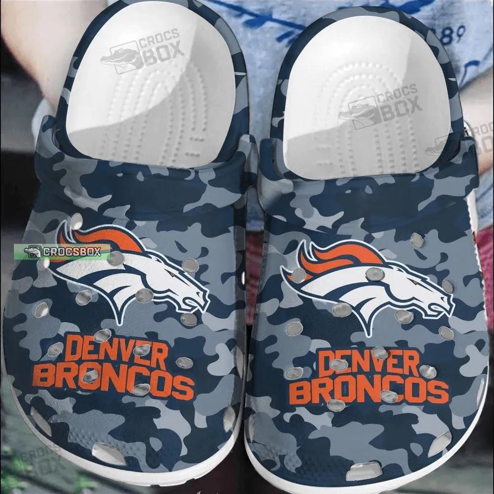 Denver Broncos Navy Grey Camo Crocs Shoes