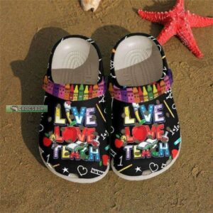 Funny Crayons Live Love Teach Crocs Shoes