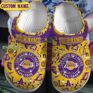 Lakers Court King Crocs Gold And Purple Crocs Shoes