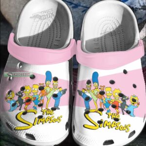 The Simpsons Pink And White Crocs