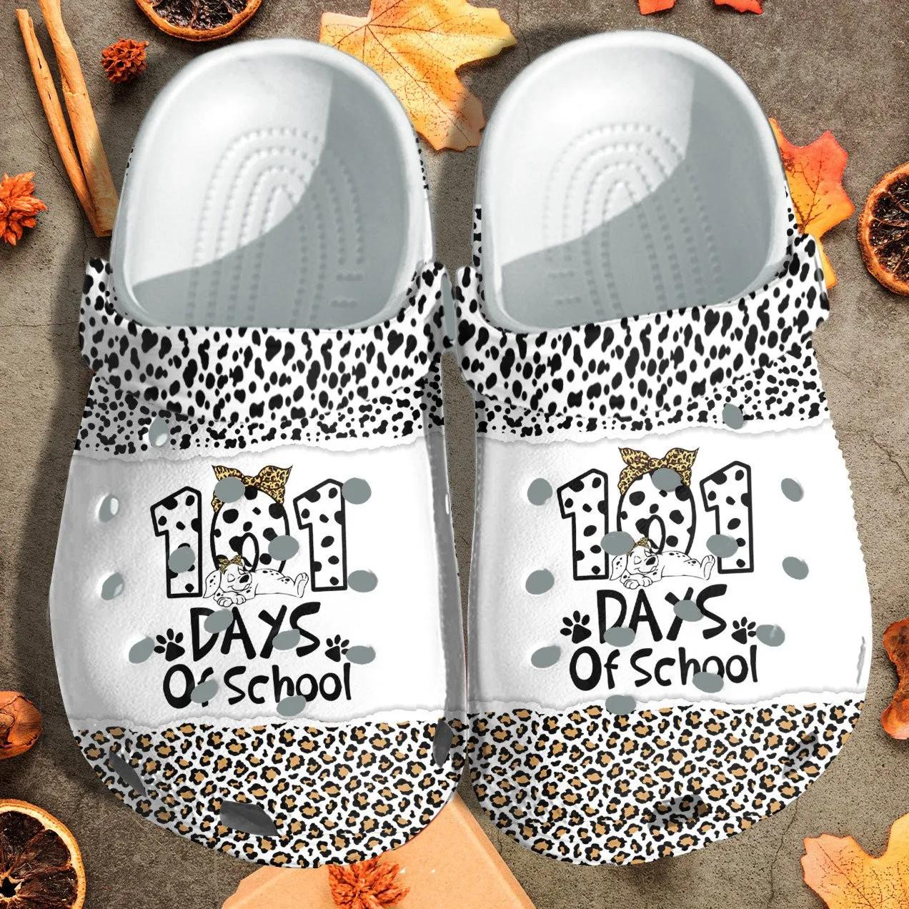 101 Days Of School Leopard Cowhide Crocs Shoes