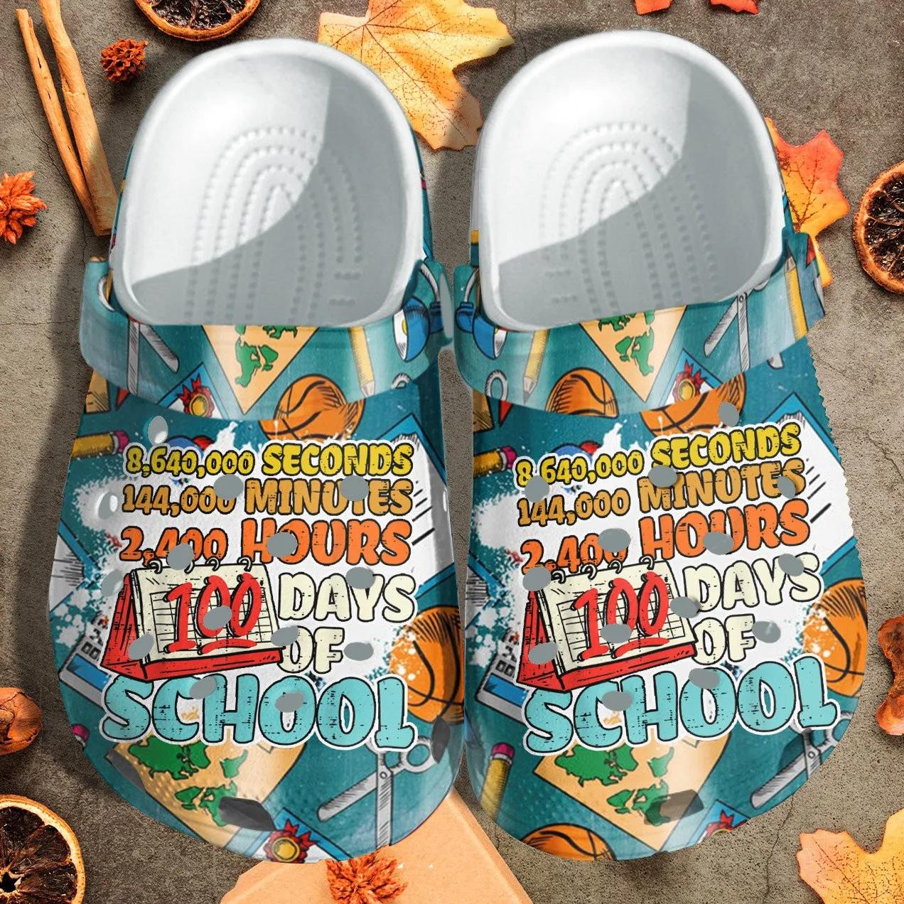 2400 Hours 100 Days Of School Kid Crocs Clogs