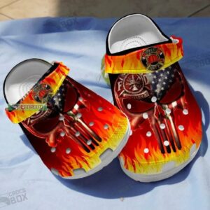America Skull Firefighter Crocs Shoes