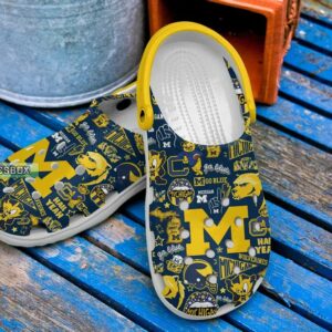 Blue and Yellow NCAA Michigan Wolverines Crocs 3