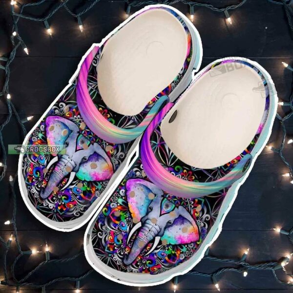 Colorful Elephant Hippie Crocs Shoes