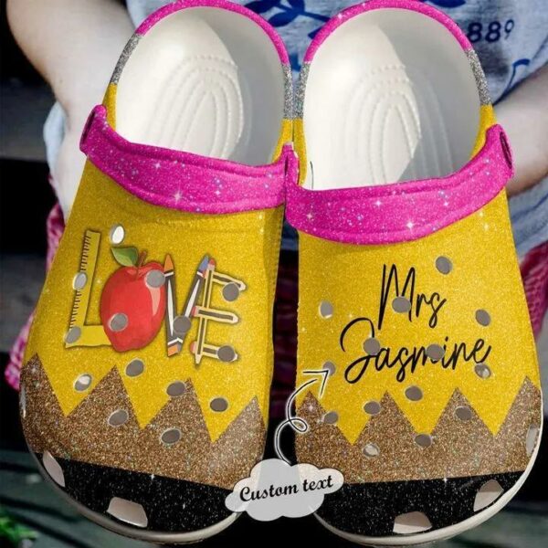 Custom Name Love Class Glitter Color Crocs Shoes