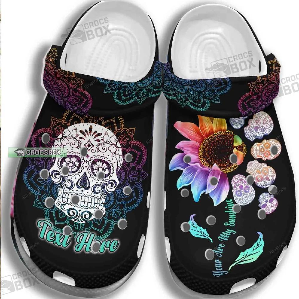 Custom Name Mexican Skull Floral Crocs Shoes
