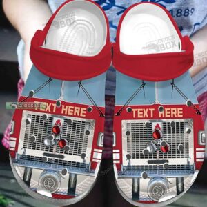 Custom Text Red Firetruck Firefighter Crocs Clogs