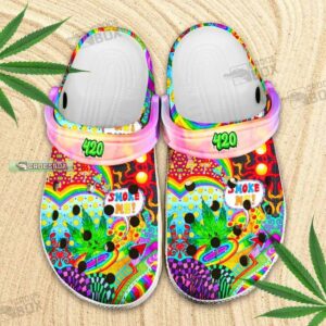 Funny Smoke Me 420 Rainbow Hippie Crocs