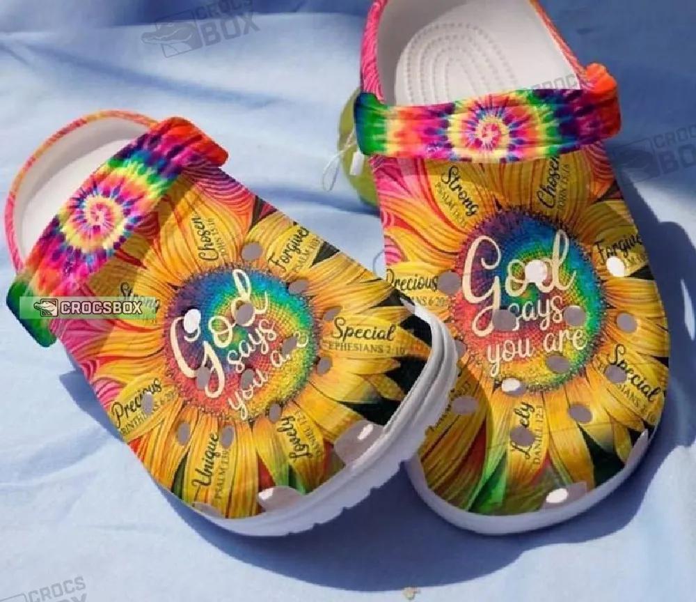 God Says You Are Hippie Girl Crocs Shoes