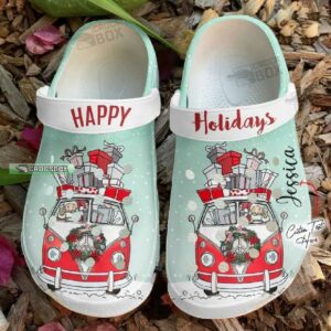 Hippie Car Merry Christmas Crocs