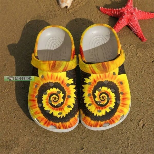Hippie Sunflower Yellow Tie Dye Crocs Shoes