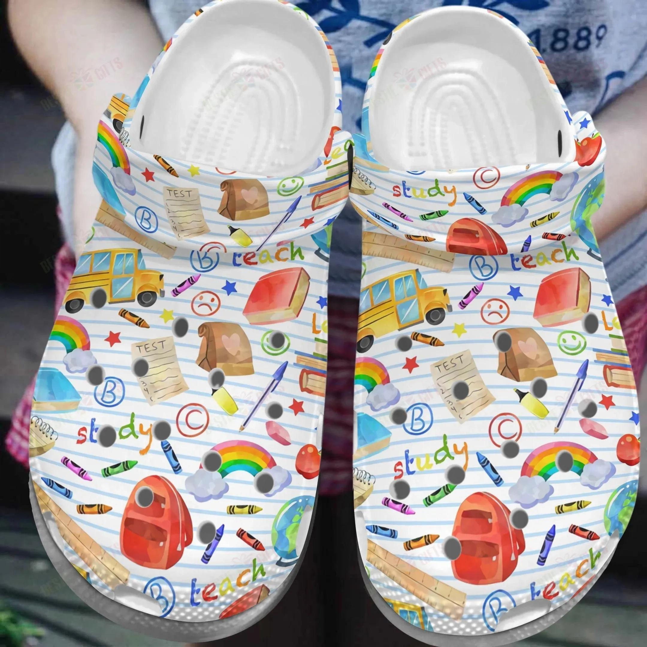 Notebook Learning Tools Pattern Crocs Shoes For Students