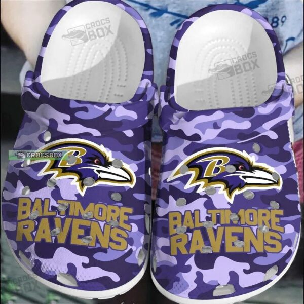 Elite Purple Ravens Camouflage Crocs Shoes