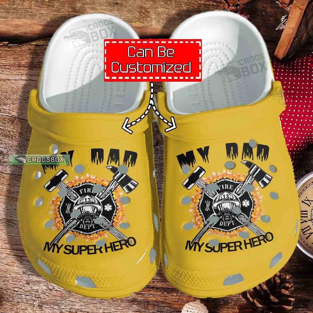 Personalized Firefighter Dad Crocs Yellow