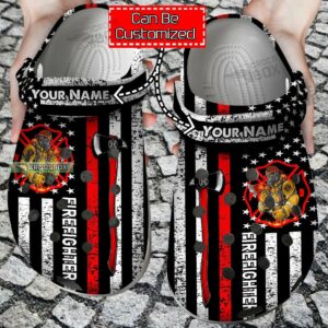Personalized Name Firefighter Rescue Flame Crocs Shoes 1