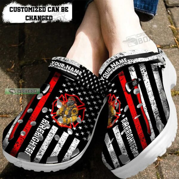 Personalized Name Firefighter Rescue Flame Crocs Shoes