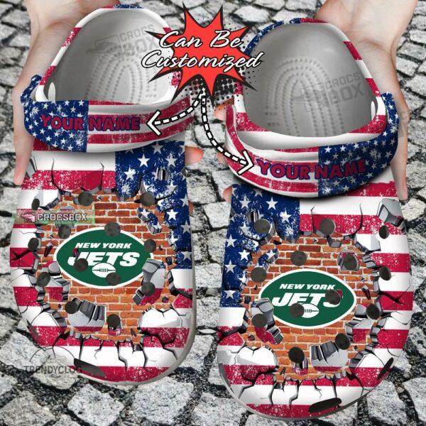 Personalized New York Jets American Flag Crocs Shoes