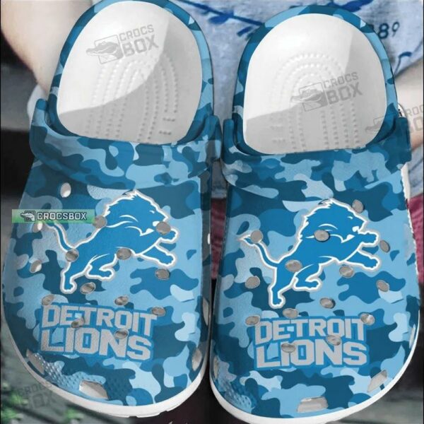 NFL Detroit Lions Camo Crocs Shoes